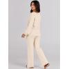 imageANRABESS Women 2 Piece Outfits Sweater Lounge Sets Long Sleeve Cable Knit Pullover and Wide Leg Pants Tracksuit Matching SetKhaki