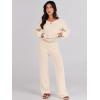 imageANRABESS Women 2 Piece Outfits Sweater Lounge Sets Long Sleeve Cable Knit Pullover and Wide Leg Pants Tracksuit Matching SetKhaki