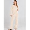 imageANRABESS Women 2 Piece Outfits Sweater Lounge Sets Long Sleeve Cable Knit Pullover and Wide Leg Pants Tracksuit Matching SetKhaki