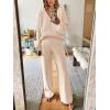 imageANRABESS Women 2 Piece Outfits Sweater Lounge Sets Long Sleeve Cable Knit Pullover and Wide Leg Pants Tracksuit Matching SetKhaki