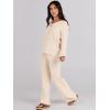 imageANRABESS Women 2 Piece Outfits Sweater Lounge Sets Long Sleeve Cable Knit Pullover and Wide Leg Pants Tracksuit Matching SetKhaki