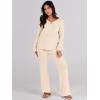 imageANRABESS Women 2 Piece Outfits Sweater Lounge Sets Long Sleeve Cable Knit Pullover and Wide Leg Pants Tracksuit Matching SetKhaki