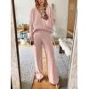 imageANRABESS Women 2 Piece Outfits Sweater Lounge Sets Long Sleeve Cable Knit Pullover and Wide Leg Pants Tracksuit Matching SetPink