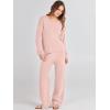 imageANRABESS Women 2 Piece Outfits Sweater Lounge Sets Long Sleeve Cable Knit Pullover and Wide Leg Pants Tracksuit Matching SetPink