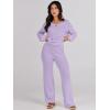 imageANRABESS Women 2 Piece Outfits Sweater Lounge Sets Long Sleeve Cable Knit Pullover and Wide Leg Pants Tracksuit Matching SetPurple