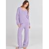 imageANRABESS Women 2 Piece Outfits Sweater Lounge Sets Long Sleeve Cable Knit Pullover and Wide Leg Pants Tracksuit Matching SetPurple