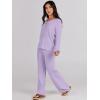 imageANRABESS Women 2 Piece Outfits Sweater Lounge Sets Long Sleeve Cable Knit Pullover and Wide Leg Pants Tracksuit Matching SetPurple