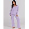 imageANRABESS Women 2 Piece Outfits Sweater Lounge Sets Long Sleeve Cable Knit Pullover and Wide Leg Pants Tracksuit Matching SetPurple