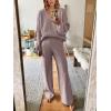 imageANRABESS Women 2 Piece Outfits Sweater Lounge Sets Long Sleeve Cable Knit Pullover and Wide Leg Pants Tracksuit Matching SetRed Khaki