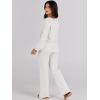 imageANRABESS Women 2 Piece Outfits Sweater Lounge Sets Long Sleeve Cable Knit Pullover and Wide Leg Pants Tracksuit Matching SetWhite
