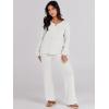 imageANRABESS Women 2 Piece Outfits Sweater Lounge Sets Long Sleeve Cable Knit Pullover and Wide Leg Pants Tracksuit Matching SetWhite
