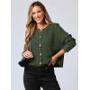 imageANRABESS Women Cardigan Sweater Dressy Casual Classic Long Sleeve Crew Neck Button Down Tweed Knit Jacket 2025 Fall OutfitsArmy Green