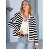 imageANRABESS Women Cardigan Sweater Dressy Casual Classic Long Sleeve Crew Neck Button Down Tweed Knit Jacket 2025 Fall OutfitsBlack White Strip