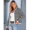 imageANRABESS Women Cardigan Sweater Dressy Casual Classic Long Sleeve Crew Neck Button Down Tweed Knit Jacket 2025 Fall OutfitsBlack White Strip