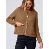 imageANRABESS Women Cardigan Sweater Dressy Casual Classic Long Sleeve Crew Neck Button Down Tweed Knit Jacket 2025 Fall OutfitsBrown