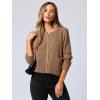 imageANRABESS Women Cardigan Sweater Dressy Casual Classic Long Sleeve Crew Neck Button Down Tweed Knit Jacket 2025 Fall OutfitsDark Khaki