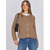 imageANRABESS Women Cardigan Sweater Dressy Casual Classic Long Sleeve Crew Neck Button Down Tweed Knit Jacket 2025 Fall OutfitsDark Khaki