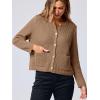 imageANRABESS Women Cardigan Sweater Dressy Casual Classic Long Sleeve Crew Neck Button Down Tweed Knit Jacket 2025 Fall OutfitsDark Khaki