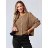 imageANRABESS Women Cardigan Sweater Dressy Casual Classic Long Sleeve Crew Neck Button Down Tweed Knit Jacket 2025 Fall OutfitsDark Khaki