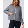 imageANRABESS Women Cardigan Sweater Dressy Casual Classic Long Sleeve Crew Neck Button Down Tweed Knit Jacket 2025 Fall OutfitsGrey