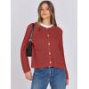imageANRABESS Women Cardigan Sweater Dressy Casual Classic Long Sleeve Crew Neck Button Down Tweed Knit Jacket 2025 Fall OutfitsOrange Red