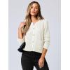 imageANRABESS Women Cardigan Sweater Dressy Casual Classic Long Sleeve Crew Neck Button Down Tweed Knit Jacket 2025 Fall OutfitsWhite