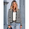 imageANRABESS Women Cardigan Sweater Dressy Casual Classic Long Sleeve Crew Neck Button Down Tweed Knit Jacket 2025 Fall OutfitsWhite Black Strip