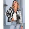 imageANRABESS Women Cardigan Sweater Dressy Casual Classic Long Sleeve Crew Neck Button Down Tweed Knit Jacket 2025 Fall OutfitsWhite Black Strip
