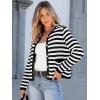 imageANRABESS Women Cardigan Sweater Dressy Casual Classic Long Sleeve Crew Neck Button Down Tweed Knit Jacket 2025 Fall OutfitsWhite Black Strip