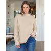 imageANRABESS Women Casual Long Sleeve Mock Funnel Neck Knit Pullover Sweater Top 2025 Fall Fashion Outfits with Exposed SeamAlmond