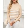 imageANRABESS Women Casual Long Sleeve Mock Funnel Neck Knit Pullover Sweater Top 2025 Fall Fashion Outfits with Exposed SeamAlmond White Stripes