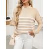 imageANRABESS Women Casual Long Sleeve Mock Funnel Neck Knit Pullover Sweater Top 2025 Fall Fashion Outfits with Exposed SeamAlmond White Stripes
