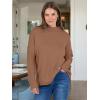 imageANRABESS Women Casual Long Sleeve Mock Funnel Neck Knit Pullover Sweater Top 2025 Fall Fashion Outfits with Exposed SeamDeep Apricot