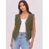 imageANRABESS Women Chunky Knit Sweater Vest Button Down Casual Sleeveless Cardigan with Pockets Spring Trendy Outfits 2025Army Green