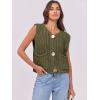 imageANRABESS Women Chunky Knit Sweater Vest Button Down Casual Sleeveless Cardigan with Pockets Spring Trendy Outfits 2025Army Green