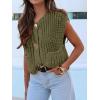 imageANRABESS Women Chunky Knit Sweater Vest Button Down Casual Sleeveless Cardigan with Pockets Spring Trendy Outfits 2025Army Green