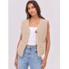 imageANRABESS Women Chunky Knit Sweater Vest Button Down Casual Sleeveless Cardigan with Pockets Spring Trendy Outfits 2025Beige