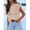 imageANRABESS Women Chunky Knit Sweater Vest Button Down Casual Sleeveless Cardigan with Pockets Spring Trendy Outfits 2025Beige