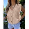 imageANRABESS Women Chunky Knit Sweater Vest Button Down Casual Sleeveless Cardigan with Pockets Spring Trendy Outfits 2025Beige