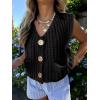imageANRABESS Women Chunky Knit Sweater Vest Button Down Casual Sleeveless Cardigan with Pockets Spring Trendy Outfits 2025Black