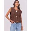 imageANRABESS Women Chunky Knit Sweater Vest Button Down Casual Sleeveless Cardigan with Pockets Spring Trendy Outfits 2025Coffee