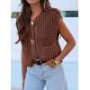 imageANRABESS Women Chunky Knit Sweater Vest Button Down Casual Sleeveless Cardigan with Pockets Spring Trendy Outfits 2025Coffee