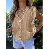 imageANRABESS Women Chunky Knit Sweater Vest Button Down Casual Sleeveless Cardigan with Pockets Spring Trendy Outfits 2025Khaki