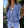 imageANRABESS Women Chunky Knit Sweater Vest Button Down Casual Sleeveless Cardigan with Pockets Spring Trendy Outfits 2025Light Blue