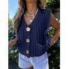 imageANRABESS Women Chunky Knit Sweater Vest Button Down Casual Sleeveless Cardigan with Pockets Spring Trendy Outfits 2025Navy Blue