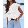 imageANRABESS Women Chunky Knit Sweater Vest Button Down Casual Sleeveless Cardigan with Pockets Spring Trendy Outfits 2025White