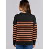 imageANRABESS Women Fall Fashion Sweaters Striped Long Sleeve Crewneck Loose Fit Cozy Knit Trendy Pullover Sweater TopsBlack Orange Stripe