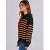 imageANRABESS Women Fall Fashion Sweaters Striped Long Sleeve Crewneck Loose Fit Cozy Knit Trendy Pullover Sweater TopsBlack Orange Stripe