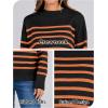 imageANRABESS Women Fall Fashion Sweaters Striped Long Sleeve Crewneck Loose Fit Cozy Knit Trendy Pullover Sweater TopsBlack Orange Stripe