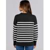 imageANRABESS Women Fall Fashion Sweaters Striped Long Sleeve Crewneck Loose Fit Cozy Knit Trendy Pullover Sweater TopsBlack White Stripe